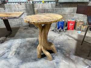 <b>Rustic</b> solid <b>wood</b> <b>table</b> handmade side <b>table</b> farmhouse round end <b>table</b> live edge coffee <b>table</b> for living room unique home decor - Product Image 3