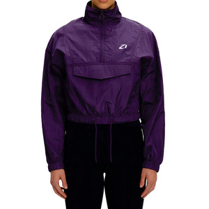 OEM Women’s Purple <b>Cropped</b> Anorak Windbreaker Lightweight Nylon Pullover Men's <b>Jackets</b> with High Collar Coat Flap Front Pocket - Product Image 5