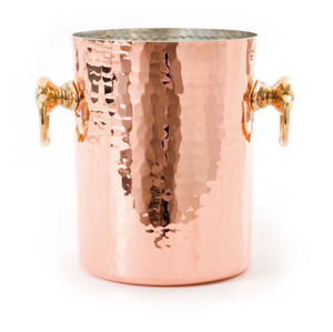 Seau à glace en cuivre pur martelé fait main, bac à champagne et à vin de luxe avec poignée en laiton pour la maison, le bar, le restaurant, la table de fête - Product Image 1