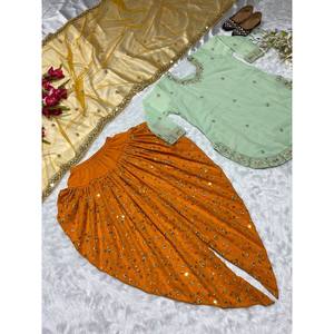 Ropa de fiesta de diseñador Top XL Talla Dhoti Salwar y Dupatta Aspecto elegante - Product Image 3