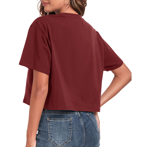 Camiseta Corta Informal para Mujer, Tejido de Algodón Suave, Cuello Redondo, Manga Corta, Corte Regular Cómodo, Camiseta Corta Básica y Elegante para Mujer - Product Image 2