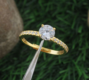 925 Sterling Silver Classic <b>Turquoise</b> Gold Plated Dainty Gemstone Stackable Wedding <b>Ring</b> for Women Daily Wear - Product Image 3