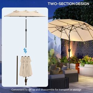 Grande Ombrellone da Esterno da 24 cm con Manovella Inclinabile a Pulsante, Doppio Lato, 3 Prese d'Aria e 12 Stecche per Patio - Product Image 3