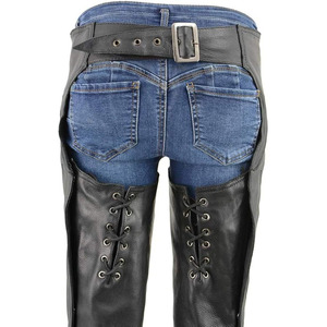Pantalones de Cuero para Motocicleta para Mujer, Pantalones de Cuero Premium Negros para Motociclista, Pantalones de Protección - Product Image 4