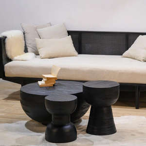 Mesa de Centro de Madera de Teca Reciclada Negra, Moderna, Resistente y de Alta Gama, para Uso en Interiores y Exteriores, Parques, Patios, Hospitales y Almacenes - Product Image 1