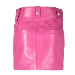 Jupe mi-longue vintage en cuir pour femme, taille naturelle, couleur unie, fermeture éclair, haute qualité, prix abordable – Grande Vente - Product Image 3