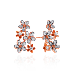Elegant Multi-Flower <b>Rose</b> Gold Tone Ring with Brilliant Lab Grown <b>Petal</b> Detailing Silver Tone Accents and Romantic Floral Design - Product Image 2