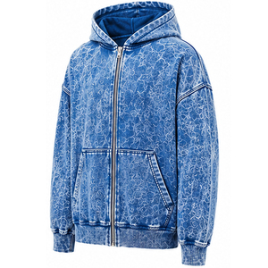 Private Label Vintage Acid Wash Full Zip Hoodie Men <b>Women</b> Unisex Heavyweight Cotton Fleece Custom Branding <b>Clothing</b> Manufacturer - Product Image 6