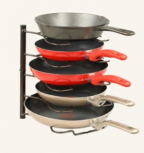 Vintage 5 Tier Pot and Pan Organizer <b>Rack</b> for <b>Kitchen</b> Cabinet Space-Saving Metal Cookware Storage Shelf for Frying Pans - Product Image 1