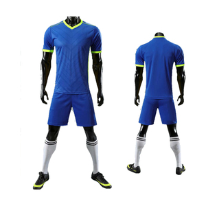 White Blue Soccer Jersey Set Solid Color Men's Football Uniform Shorts <b>Socks</b> Kit - Product Image 4