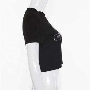 Women stylish <b>rhinestone</b> sequin fashionable sparkly glitter bling crystal <b>tops</b> for elegant casual wear - Product Image 4