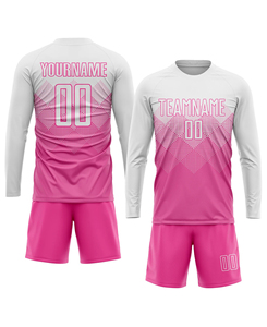 2026 Custom Sublimated <b>Soccer</b> Jersey Set Pink White Gradient Crew Neck Short Sleeve Moisture Wicking 100% Polyester Unisex Adult - Product Image 3