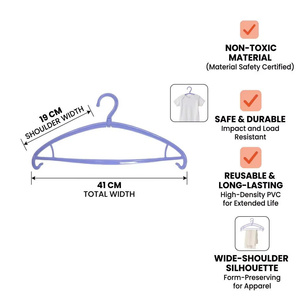 Cintres en plastique robustes avec crochet pivotant à 360° et encoches antidérapantes pour les épaules, pour la maison, l'école, le dortoir et la buanderie - Product Image 1