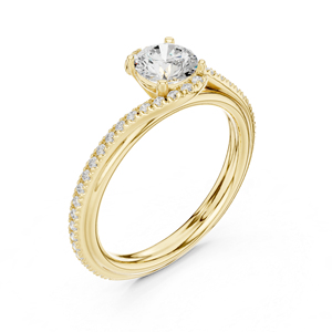 Anillo Solitario de Diamante Cultivado en Laboratorio, Redondo, en Oro Amarillo de 14K para Mujer |   Regalo de Aniversario |   Diamante Cultivado Nuevo - Product Image 5