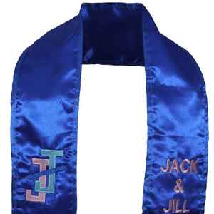Écharpe de Cérémonie en Satin Brodé Personnalisable Jack and Jill pour Remise de Diplôme, Fraternité Universitaire et Sororité - Product Image 6