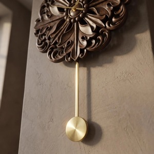 Traditional Wooden Wall <b>Clock</b> With Pendulum Analog Quartz Design For Living Room Decor - Product Image 3