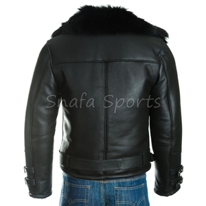 New Arrival Factory Proper Design <b>Men's</b> <b>Shearling</b> Leather <b>Jacket</b> Cheap Price Heavyweight High Quality Leather <b>Jackets</b> - Product Image 4