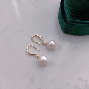 Aretes de Plata de Ley 925 con Cuentas Redondas de 10-9 mm con Incrustaciones de Oro Natural, Diseño Simple, Caja de Regalo Incluida - Product Image 1