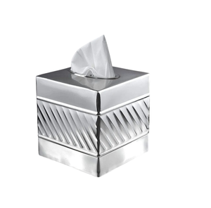 Caja de pañuelos de diseño nuevo, cuadrada, de metal con acabado cromado, para la encimera del baño, decoración de mesa para el hogar y la oficina. - Product Image 1