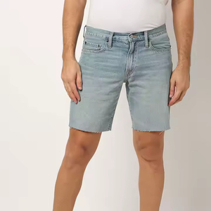 Men Light Blue Washed Denim Bermuda <b>Shorts</b> Mid Waist Button Fly Casual Style Breathable Woven Fabric - Product Image 4