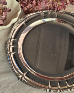 Classic Design Stainless Steel Designer Round Shaped Dish Border Design Silver Color Finishing Platter and <b>Tray</b> Home Decor - Product Image 2