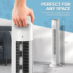 Ventilatore a Torre US Standard RTW AR 110V 45W 32 Pollici a Colonna, Corpo in Plastica Bianca, Motore in Rame, Controllo Touch e Telecomando, 3 Velocità AC - Product Image 3