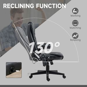 Poltrona da Ufficio Reclinabile Riscaldata con Massaggio in Stile Tradizionale, 6 Punti di Vibrazione, Braccioli e Telecomando, Sedia Direzionale Nera - Product Image 6