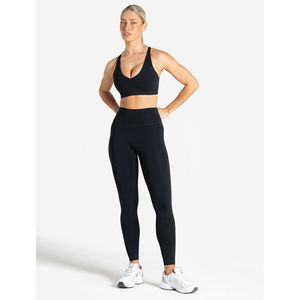 Soutien-gorge de sport noir personnalisé avec logo, ajustable, dos découpé, lisse, haute performance et ultra-extensible pour femme adulte - Product Image 5