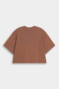 Camisetas Personalizadas de Último Diseño para Mujer, Camiseta de Cuello Redondo Marrón de Alta Calidad, Camiseta Lisa de Color Sólido, Ajuste Holgado, Venta al Por Mayor - Product Image 6