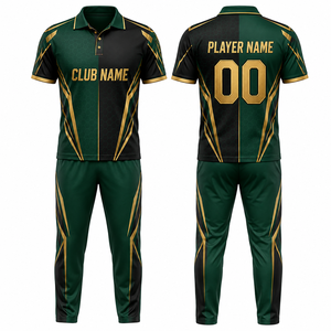Conjunto de Uniforme Unisex Sublimado Verde, Negro y Dorado, Transpirable, de Poliéster, Talla Adulto, Kit de Equipo con Costuras sin Costuras - Product Image 1