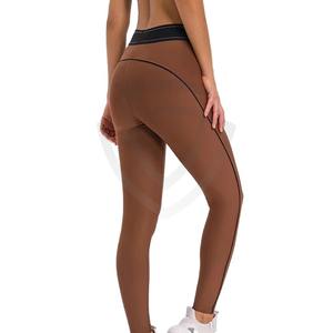 Pantalons de yoga taille haute pour femmes avec ceinture élastique et bande latérale décorative pour la course en plein air et le fitness - Product Image 1
