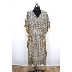 Caftán indio floral vintage de algodón, túnica de playa, regalo de San Valentín para mujer, cubrebikini, vestido suave, maxi vestido, ropa de dormir de verano - Product Image 6