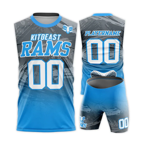 Uniforme de Fútbol 7v7 Azul Cielo, Poliéster Carbón, Sin Mangas, Cuello Redondo, Ligero, Secado Rápido, Sublimado, para Jugadores de Equipo - Product Image 1