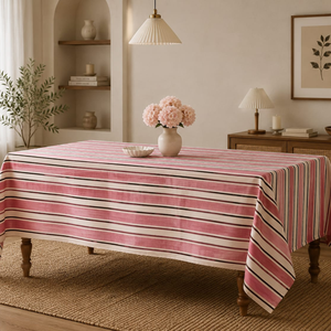 Mantel de Mesa a Rayas de Algodón Premium | Mantel Floral Lavable y Reutilizable para Mesa de Comedor, Decoración para Hogar, Hotel y Restaurante - Product Image 3