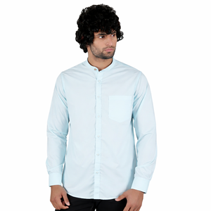 Camisa de Vestir Casual Personalizada para Hombre, Cuello Mandarín, Corte Entallado, 100% Algodón, Estilo Minimalista para Oficina, ODM, Primavera - Product Image 1