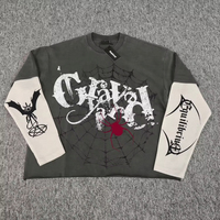 Kaos Rajut Oversize Pria Y2K Streetwear Berkualitas Tinggi 100% Katun dengan Pola, kualitas unggulan dengan harga terjangkau