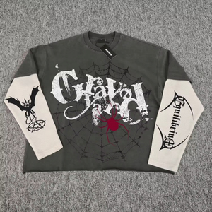 NOUVEAU T-shirt en tricot surdimensionné pour homme, style streetwear Y2K, haute qualité, 100% coton avec motif, qualité supérieure à prix raisonnable - Product Image 4