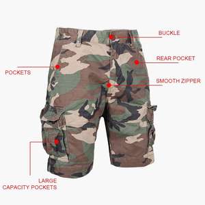 Shorts cargo tactiques décontractés pour hommes, taille haute, avec cordon de serrage, imperméables, tricotés, multi-poches, coupe décontractée, séchage rapide - Product Image 3