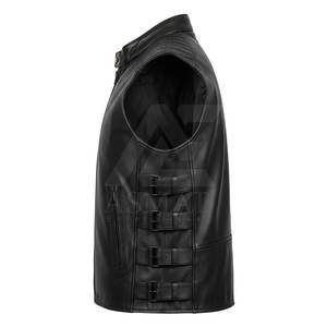 Nouveau Gilet en Cuir Perforé Noir pour Motard Professionnel 2026 avec Logo Personnalisé - Product Image 4