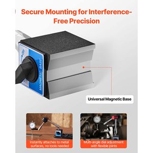 Indicatore di misura a quadrante con base magnetica flessibile, precisione 0,001", intervallo 0-1", braccio lungo in acciaio regolabile con precisione fine - Product Image 4