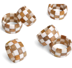 Lot de 6 Anneaux de Serviette en Bois de Mangue et Résine Faits Main – Vente Flash – Ensemble d'Articles de Cuisine Écologiques avec Fournisseur Grossiste Direct Fabricant - Product Image 1