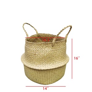 Foldable round seagrass <b>basket</b> Handmade <b>Storage</b> <b>Basket</b> Wholesale eco-friendly Made in Vietnam - Product Image 4