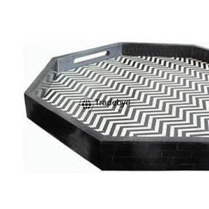 Bandeja Móvil Decorativa de Hueso Incrustado Moderna de Primera Calidad, Hecha a Mano, para Mesa de Comedor, por Tradebyd - Product Image 2