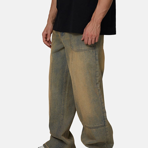 Pantalones Vaqueros Anchos de Mezclilla para Hombre, Lavados a Medida, Ecológicos, Vintage, Sólidos, Transpirables, Ligeros, para Verano, Otoño e Invierno, OEM - Product Image 6
