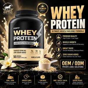 Concentrado de Proteína de Suero de Leche Elma Food 1KG Sin Azúcar Añadido 50 Porciones Fórmula de Crecimiento Muscular con BCAA Proteína en Polvo Sin GMO - Product Image 1