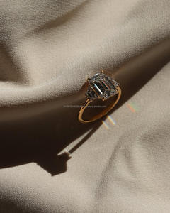 Igi/gia แล็บปลูกวินเทจ14K สีขาวทองแต่งงาน/หมั้นแหวน unisex เพชรของขวัญครบรอบปาร์ตี้กับลูกแพร์ตัดเพชร - Product Image 1