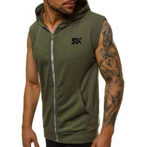 Hoodie sans manches surdimensionné personnalisé avec logo OEM, en coton léger, uni - Product Image 1