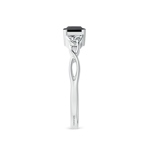 Anillo de Compromiso con Diamante Negro Natural Corte Princesa y Nudo Celta en Oro de 10K/14K/18K y Plata 925/935 para Regalo de Aniversario - Product Image 3