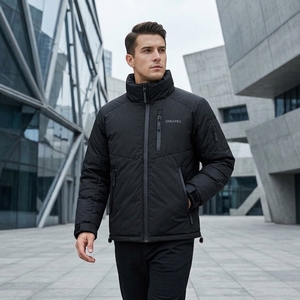 Veste matelassée noire pour homme, manteau d'hiver, fermeture éclair intégrale, veste d'extérieur ONEAPEX, col haut, matelassage chaud, qualité supérieure OEM - Product Image 6