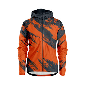 Customized Hooded Sporty <b>Waterproof</b> Windbreaker <b>Jacket</b> Gradient Color Printed Zipper Closure Spring Wear Regular Fit Nylon Top - Product Image 4